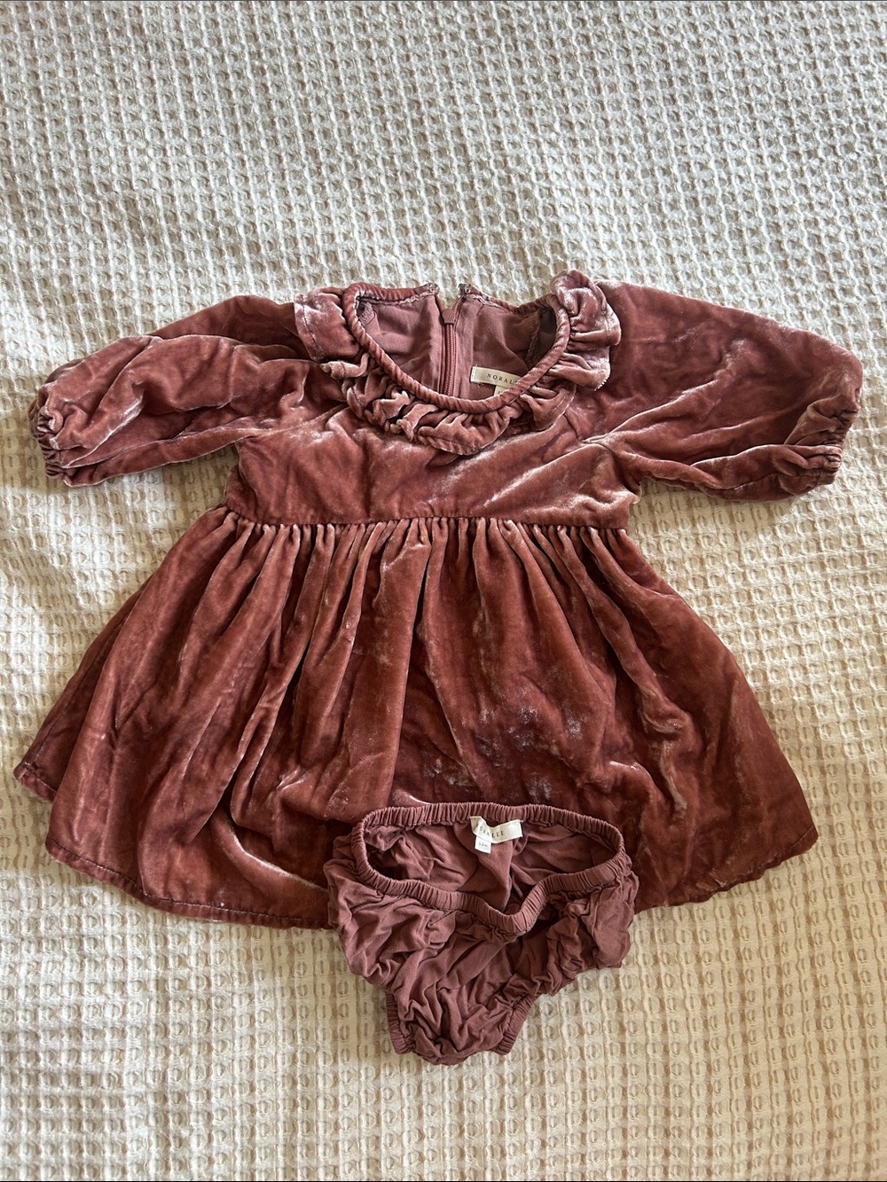 Noralee Velvet Mauve Baby Dress with Bloomers
